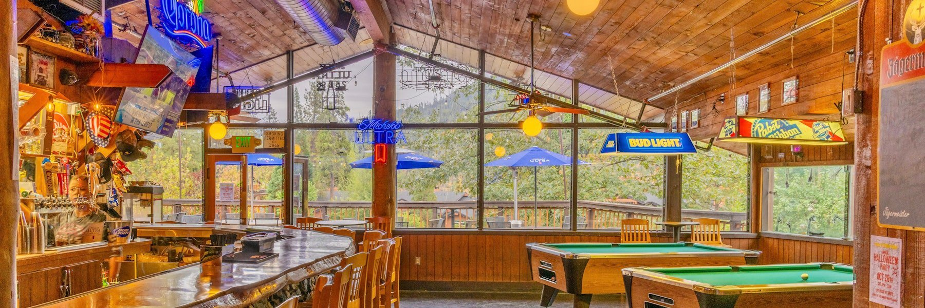 The Pines Bar, with pool tables and neon